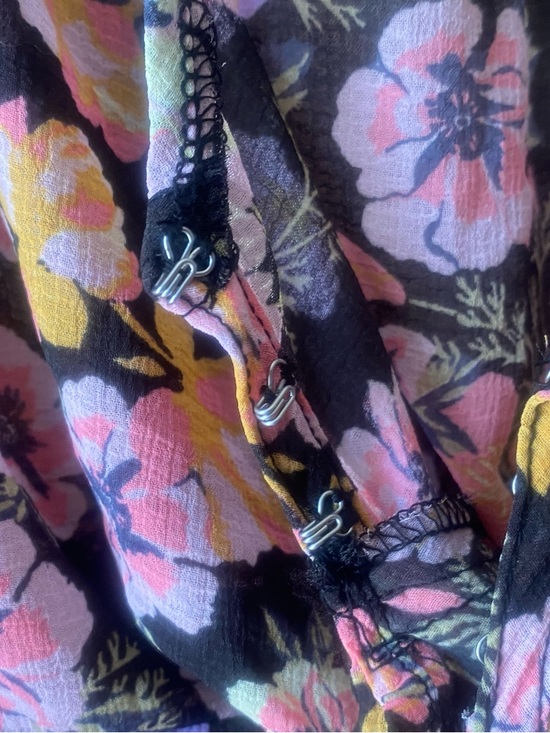 Flirty n Fun Free People Floral Maybel Blouse Sheer Long Ruffle Sleeves Medium - Picture 5 of 8